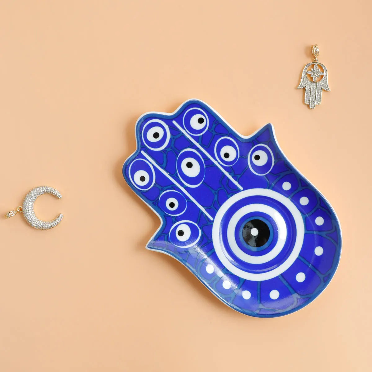cobalt ceramic hamsa trinket dish, reference photo