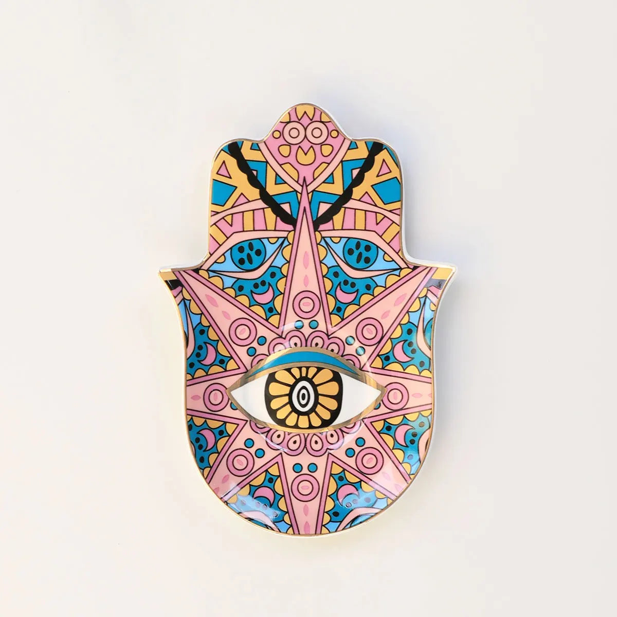 pink star ceramic hamsa trinket dish, reference photo