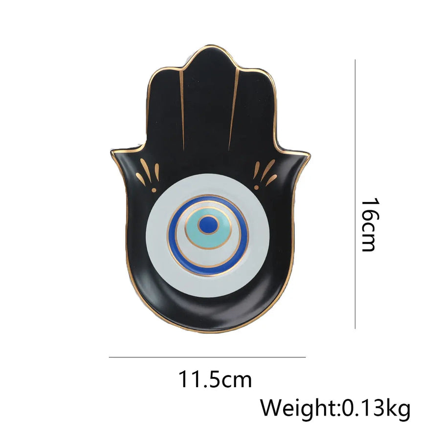 black ceramic hamsa trinket dish, reference photo
