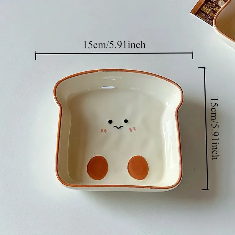 ceramic toast trinket dish, 6 in, reference photo