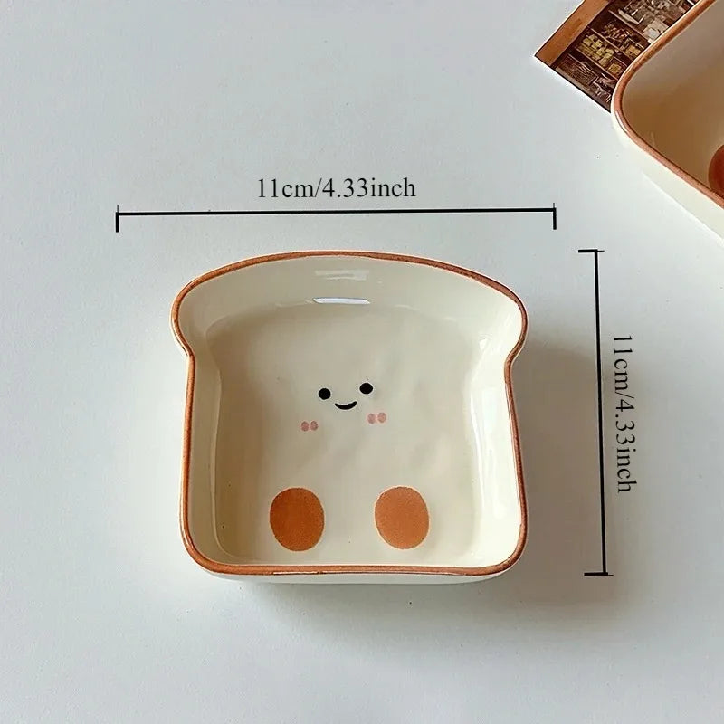 ceramic toast trinket dish, 4 in, reference photo
