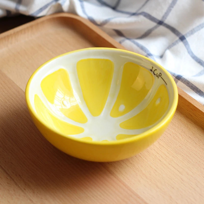 ceramic citrus slice decorative bowl, yellow, reference photo