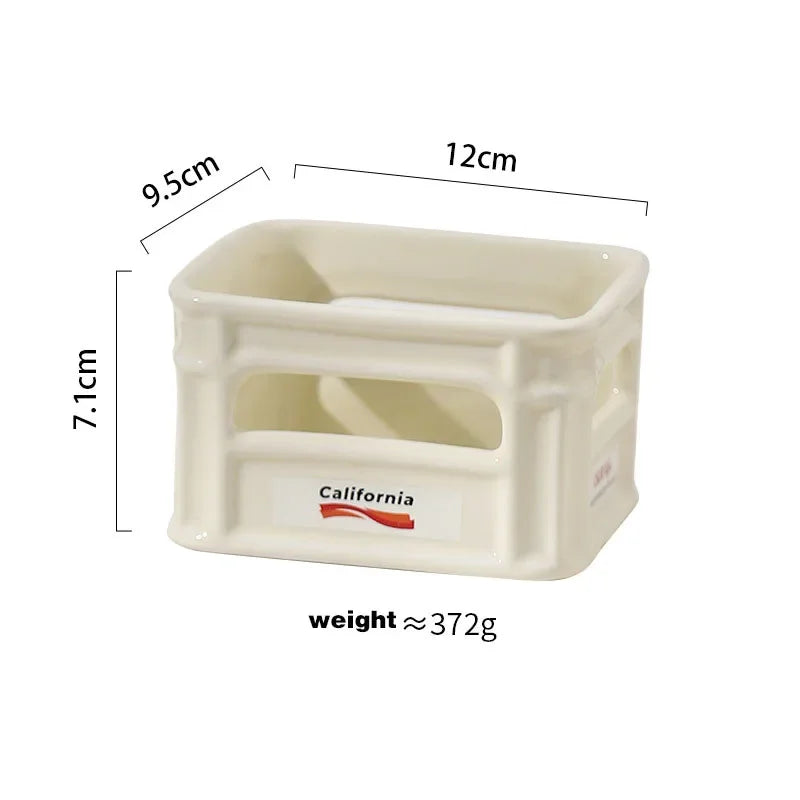 ceramic crate trinket dish, cream, reference photo