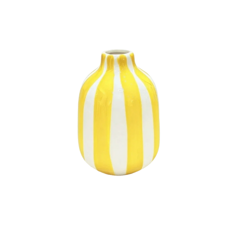 painted stripe ceramic bottle vase, yellow, reference photo