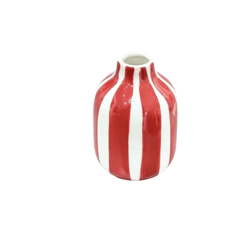 painted stripe ceramic bottle vase, red, reference photo