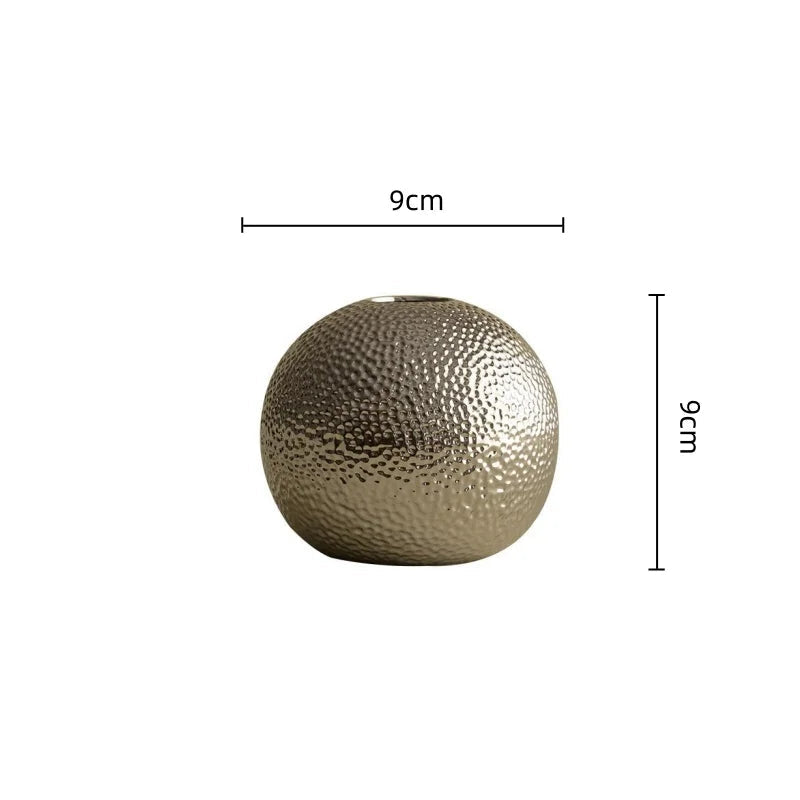 hammered sphere ceramic vase, silver small, reference photo