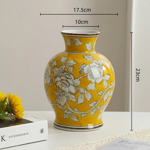 peony porcelain jar vase, yellow, reference photo