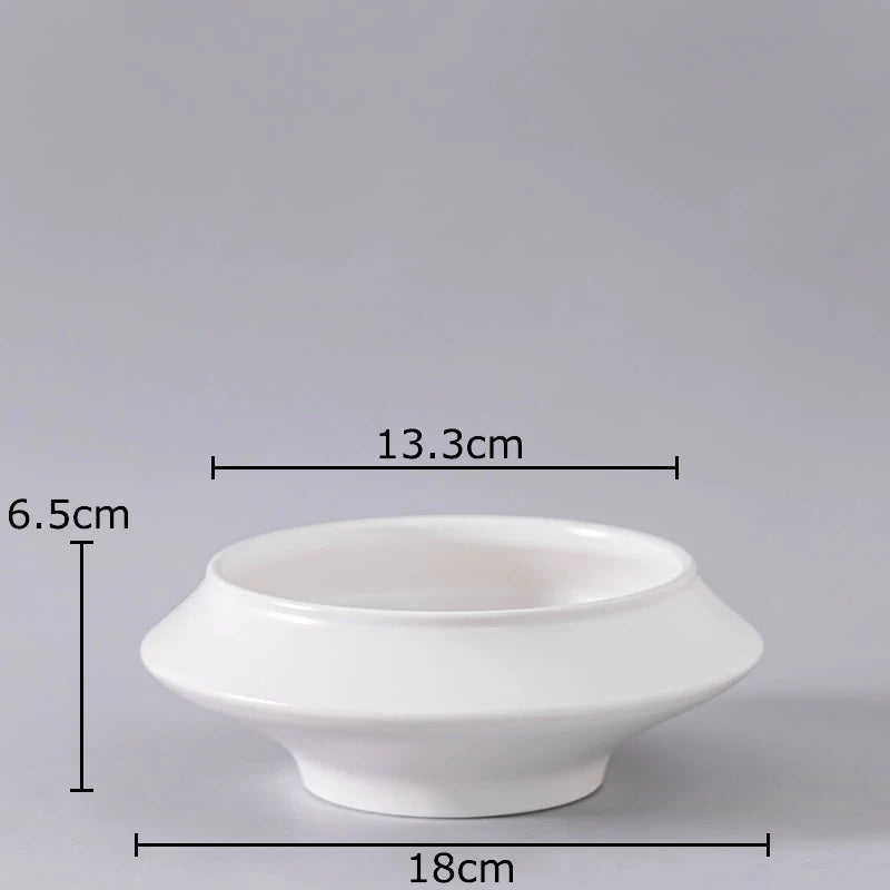low ikebana ceramic vase, white small, reference photo
