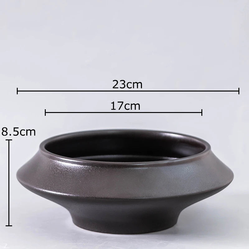 low ikebana ceramic vase, black large, reference photo