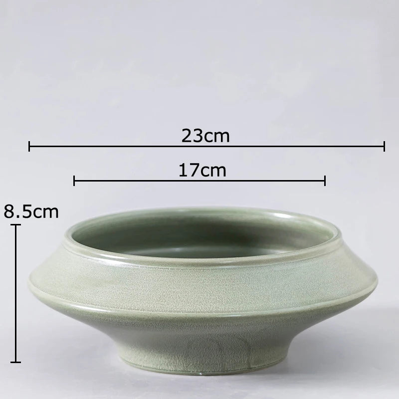 low ikebana ceramic vase, sage large, reference photo
