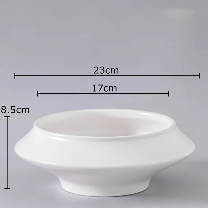 low ikebana ceramic vase, white large, reference photo
