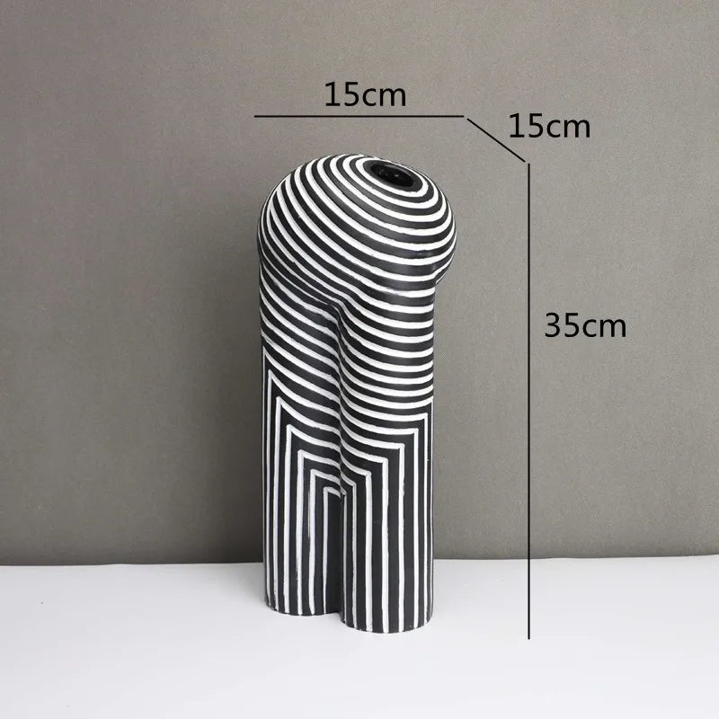 striped resin sculptural vase, large, reference photo