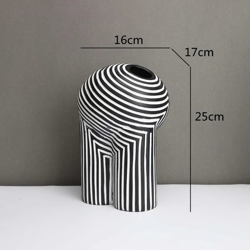 striped resin sculptural vase, small, reference photo