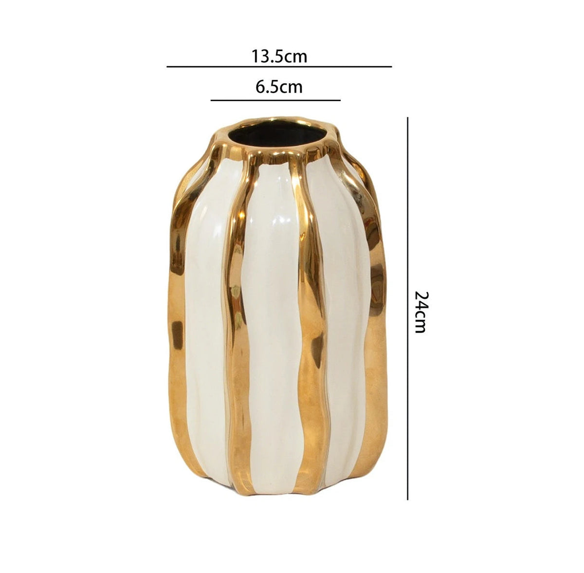 gold stripe ceramic vase, large, reference photo