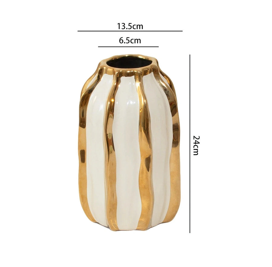 gold stripe ceramic vase, large, reference photo