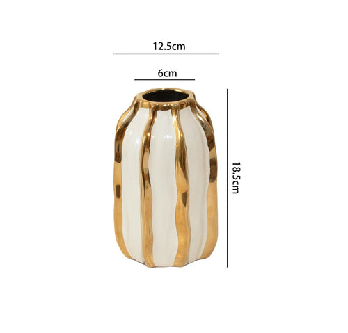 gold stripe ceramic vase, medium, reference photo