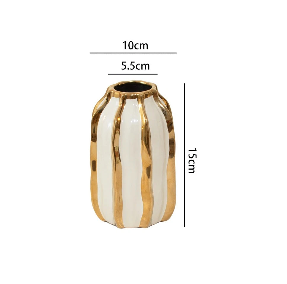 gold stripe ceramic vase, small, reference photo