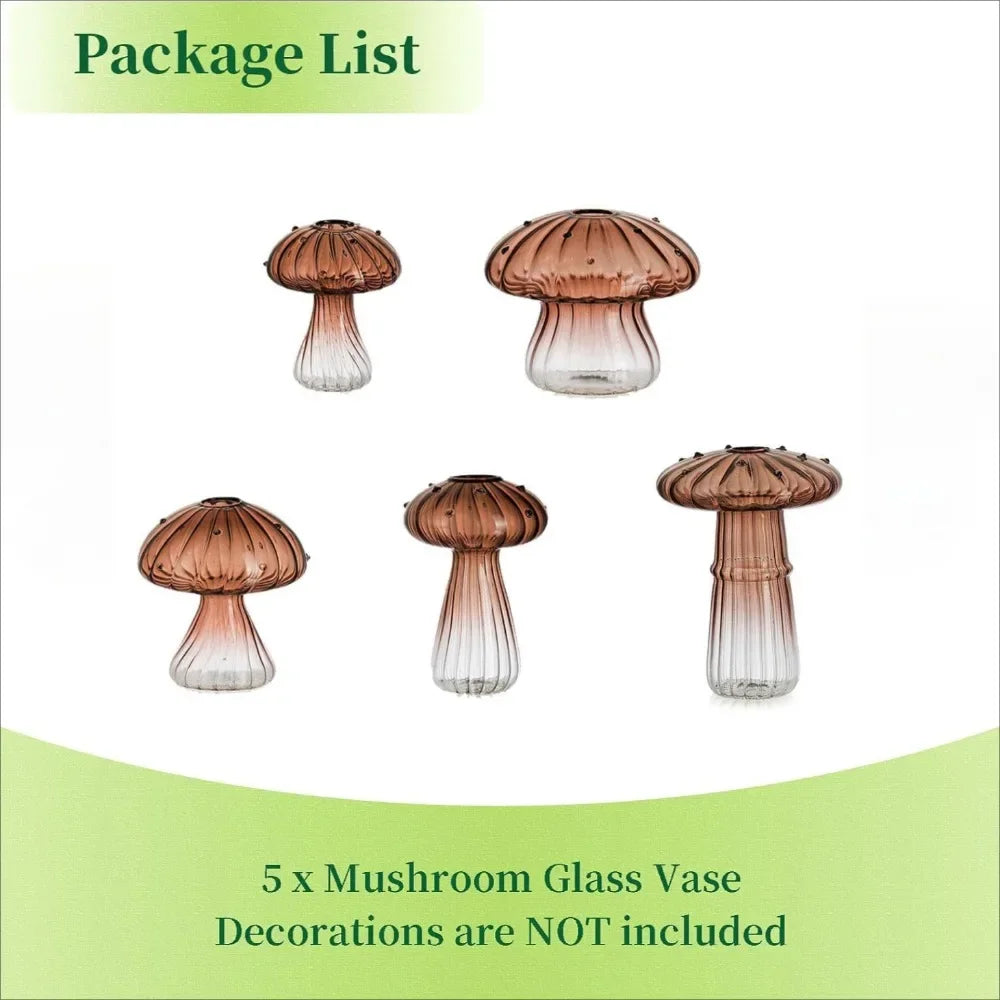 fluted glass mushroom bud vase set, amber, reference photo