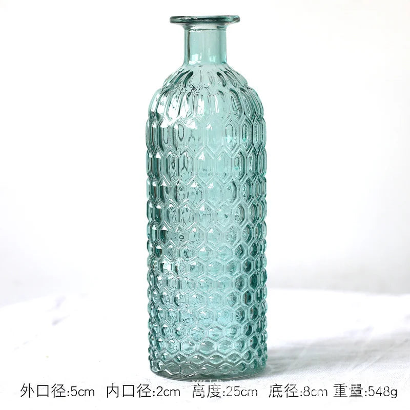 hobnail glass bottle vase, green, reference photo