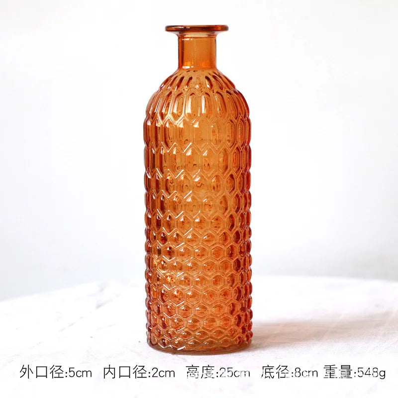 hobnail glass bottle vase, orange, reference photo