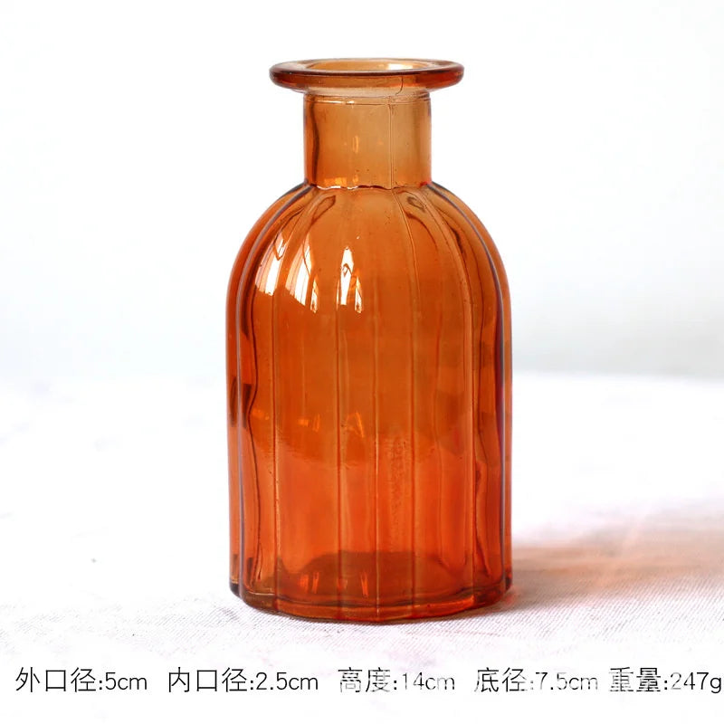 fluted glass bud vase, orange, reference photo