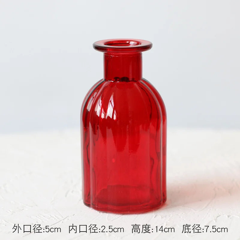fluted glass bud vase, red, reference photo