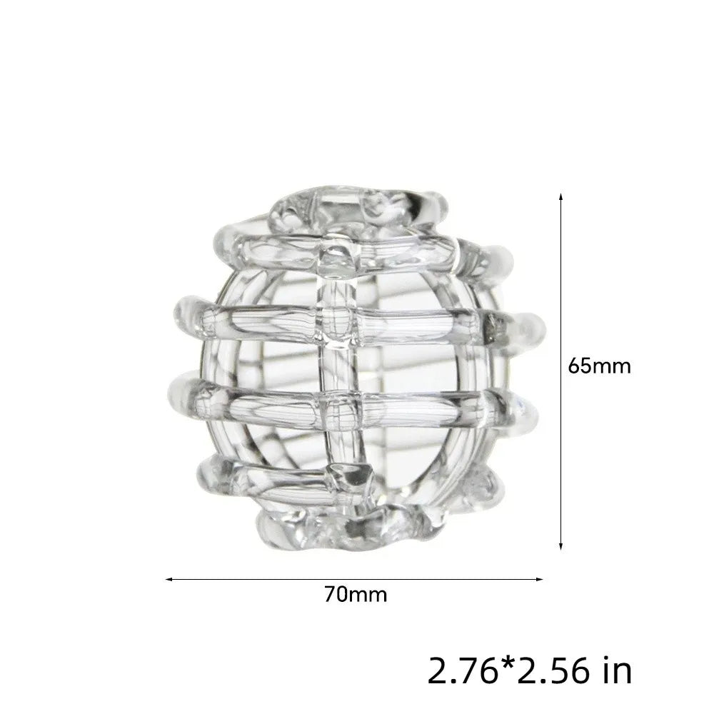 woven glass orb bud vase, clear, large, reference photo