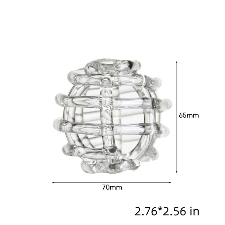 woven glass orb bud vase, clear, large, reference photo