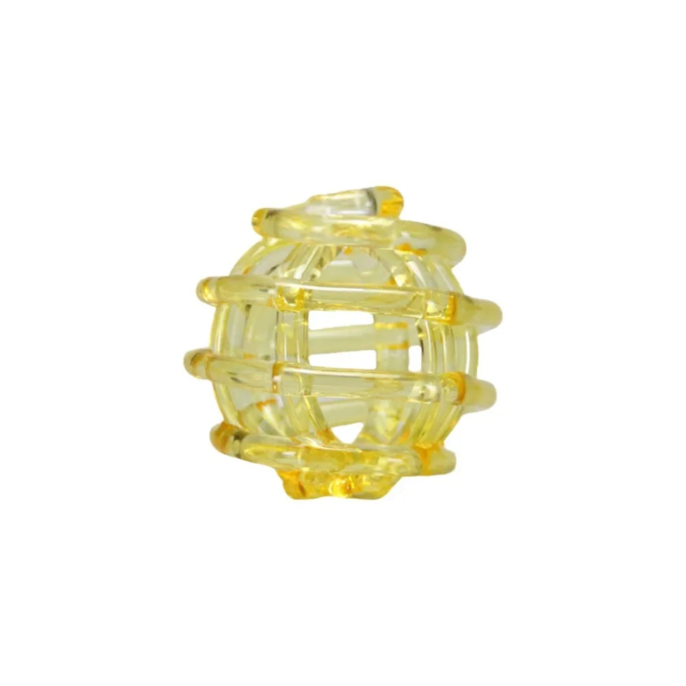 woven glass orb bud vase, yellow, small, reference photo