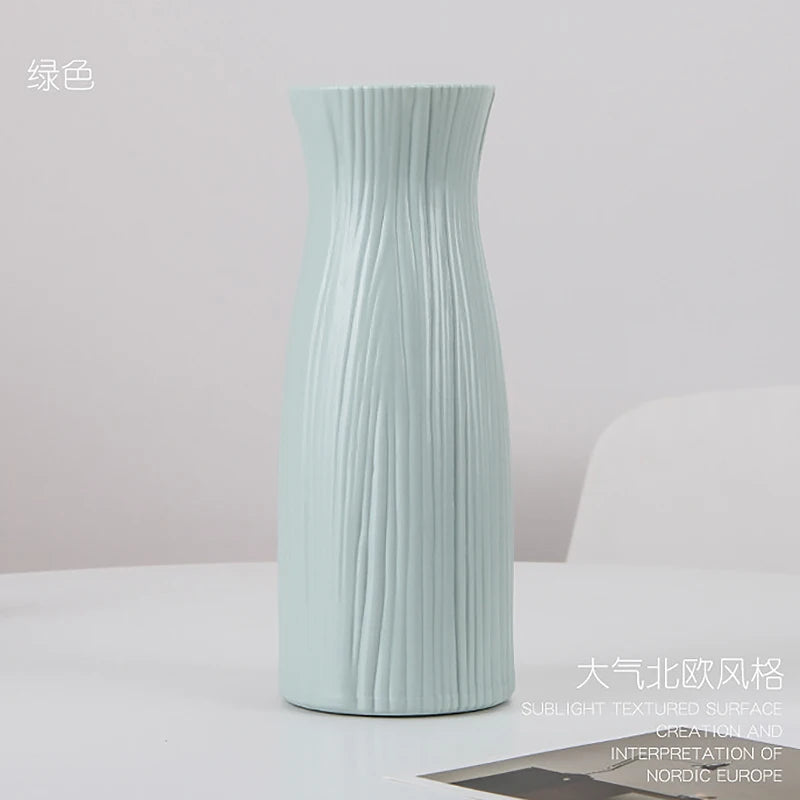 striated tall plastic vase, mint, reference photo