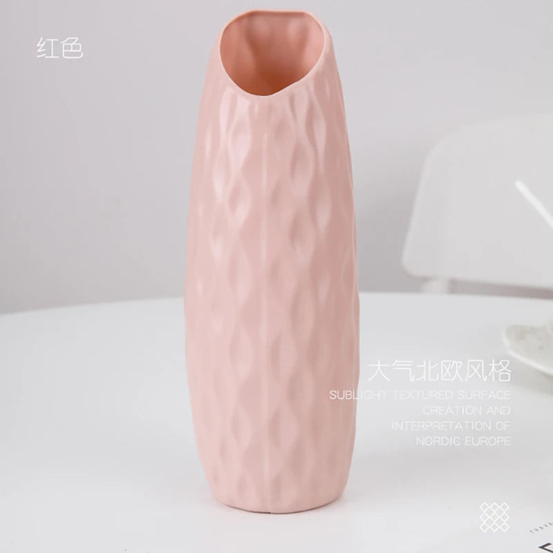 quilted slant plastic vase, pink, reference photo