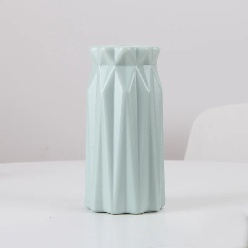 folded origami plastic vase, mint, reference photo