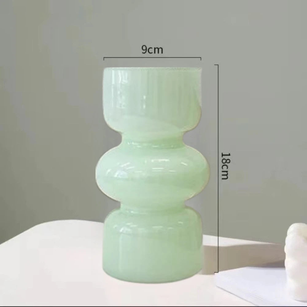stacked hourglass glass vase, green, reference photo