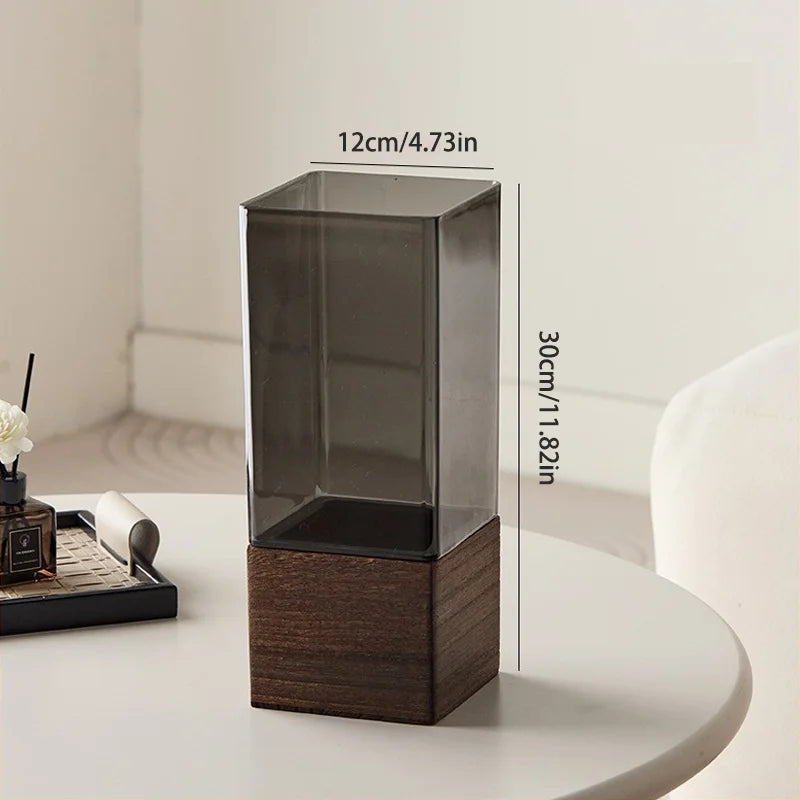 smoked acrylic box vase, 12 x 30 cm, reference photo