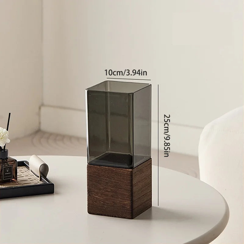 smoked acrylic box vase, 10 x 25 cm, reference photo