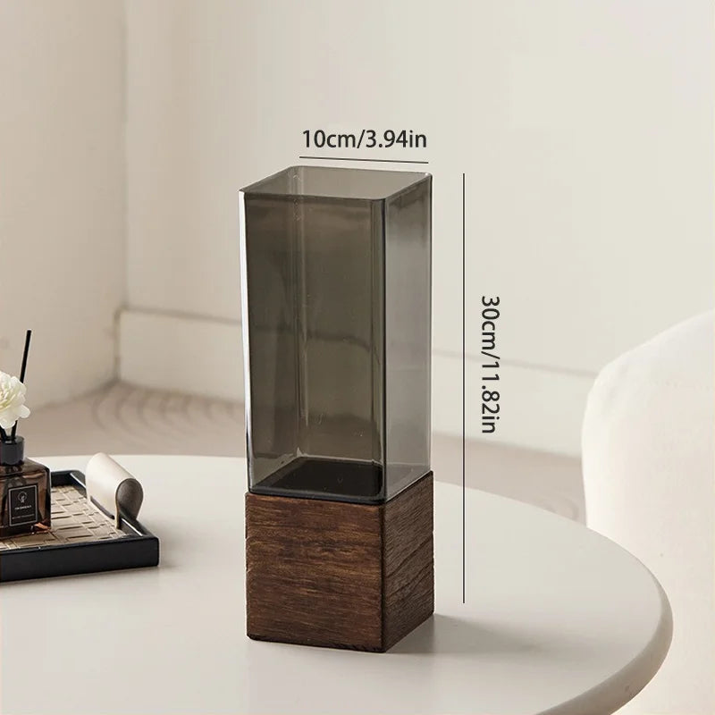 smoked acrylic box vase, 10 x 30 cm, reference photo