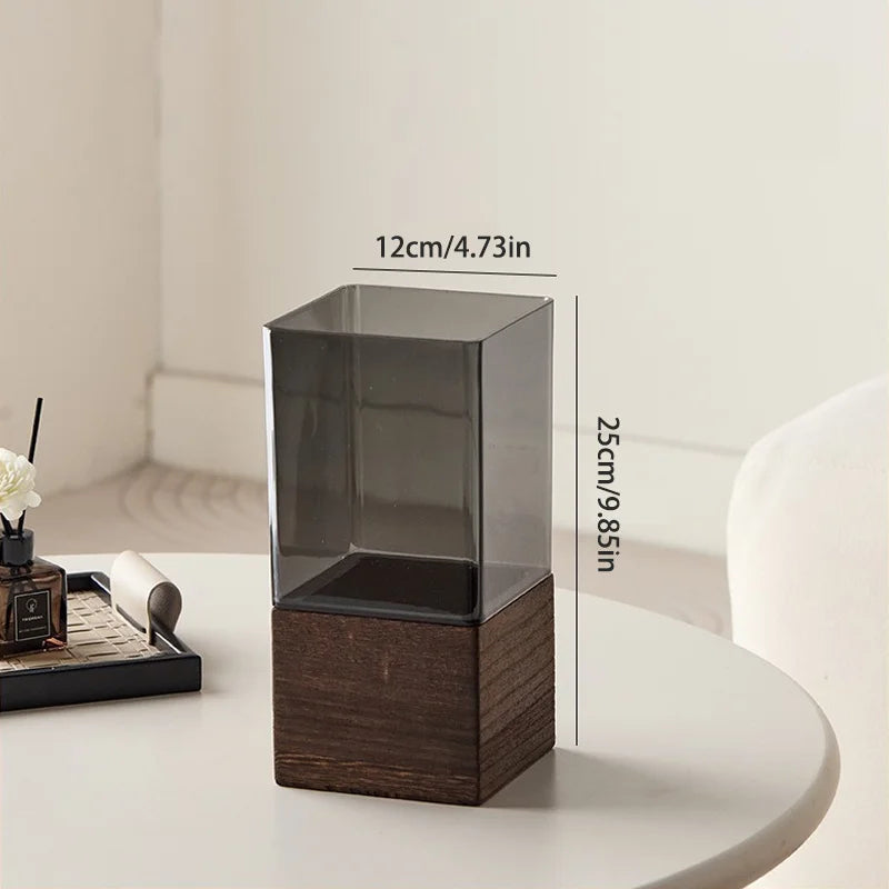 smoked acrylic box vase, 12 x 25 cm, reference photo