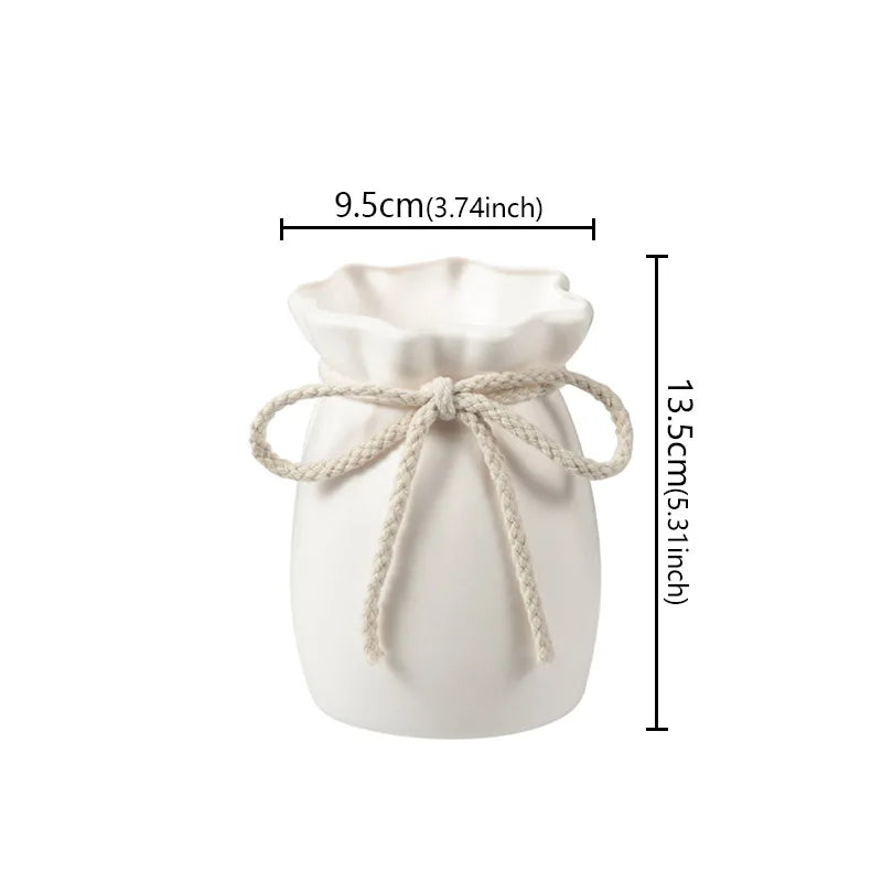 rope bow pouch plastic vase, small, reference photo