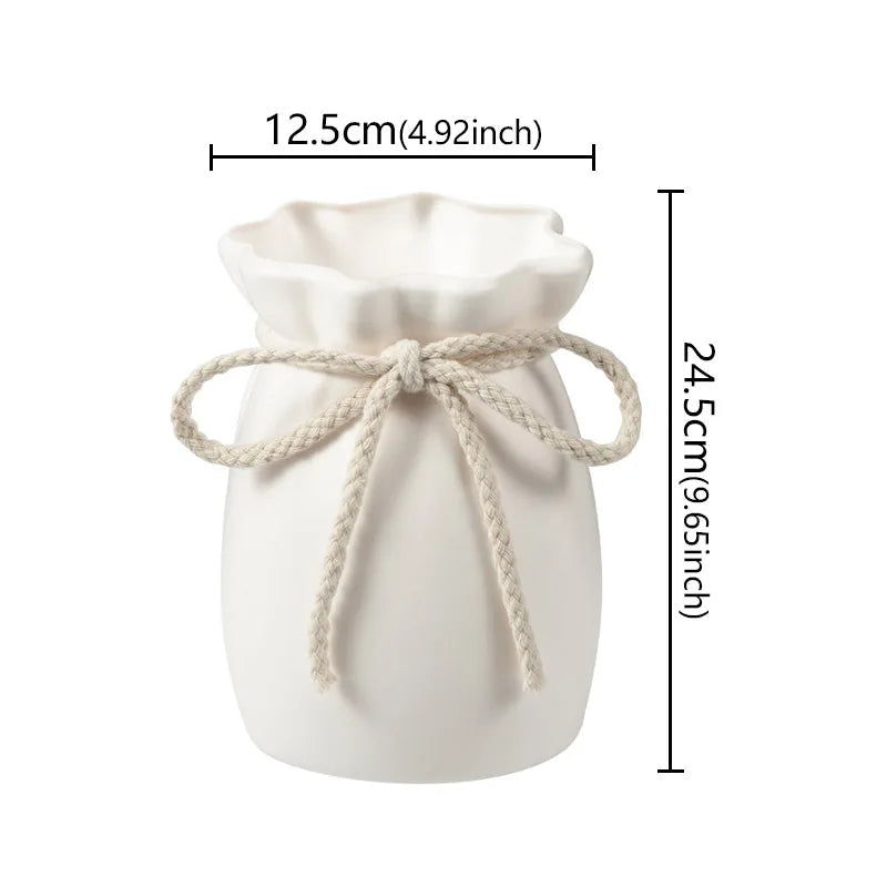 rope bow pouch plastic vase, large, reference photo
