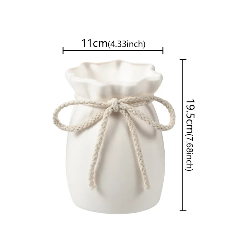 rope bow pouch plastic vase, medium, reference photo