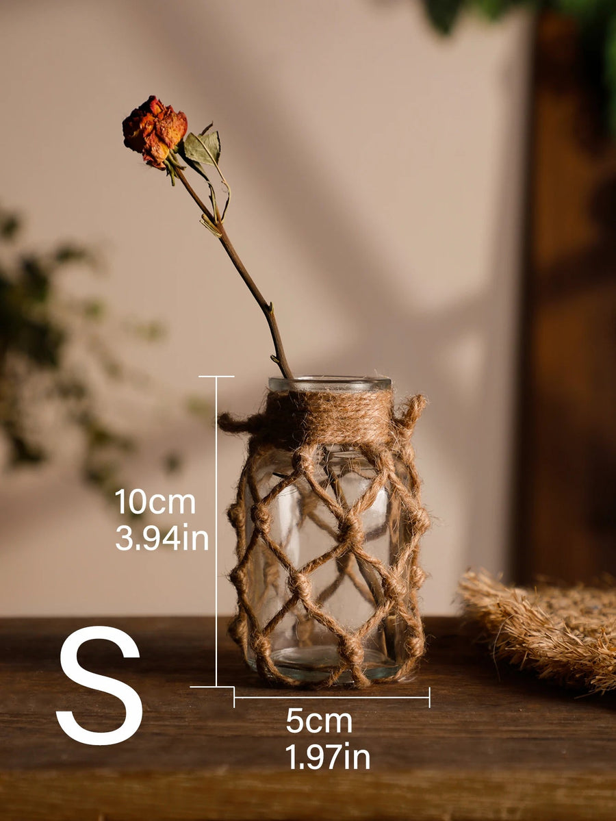 rope net glass jar vase, small, reference photo