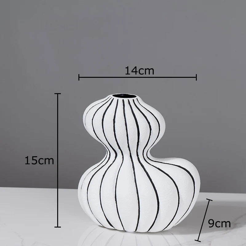 striped gourd ceramic vase, reference photo